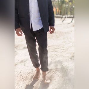 Alex Crane Cham Black French Linen Pants 33